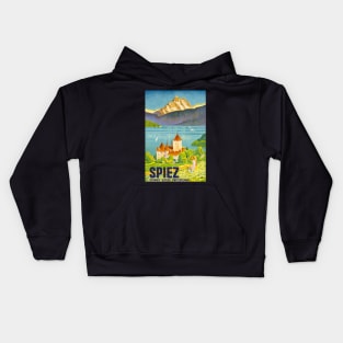 Spiez, Suisse, Travel Poster Kids Hoodie